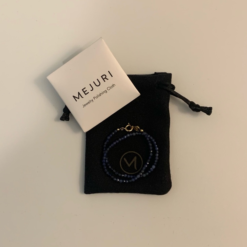 Mejuri Gold/Sodalite Mini Beaded Gemstone Bracelet
